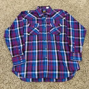 Vintage 90s Rock Canyon Western Pearl Snap Shirt Men's 17 X 35 Long Sleeve